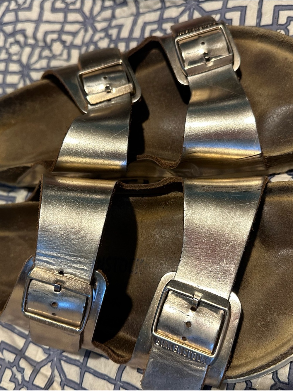 Birkenstock Women's Metallic Silver Double-Buckle Sandals